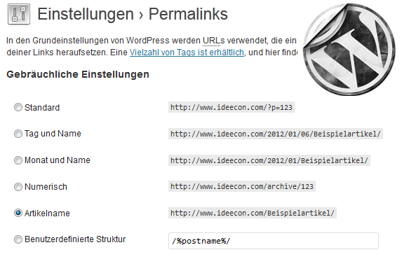 permalinks_wordpress_aendern